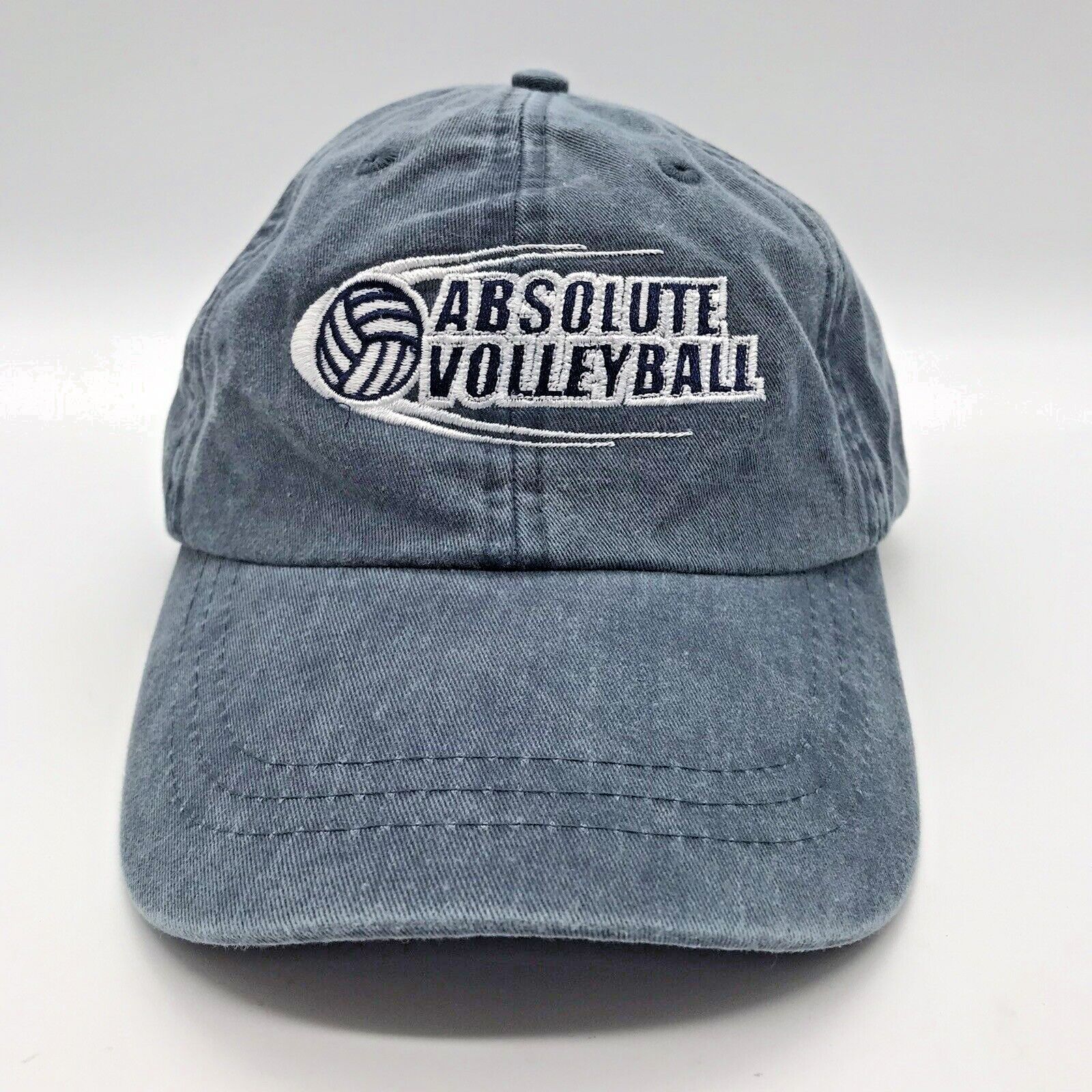 Adams Brand Absolute Volleyball Adjustable Adult Baseball Cap Blue Denim Logo